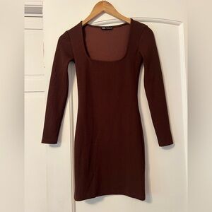 Zara Chocolate Long Sleeve Dress